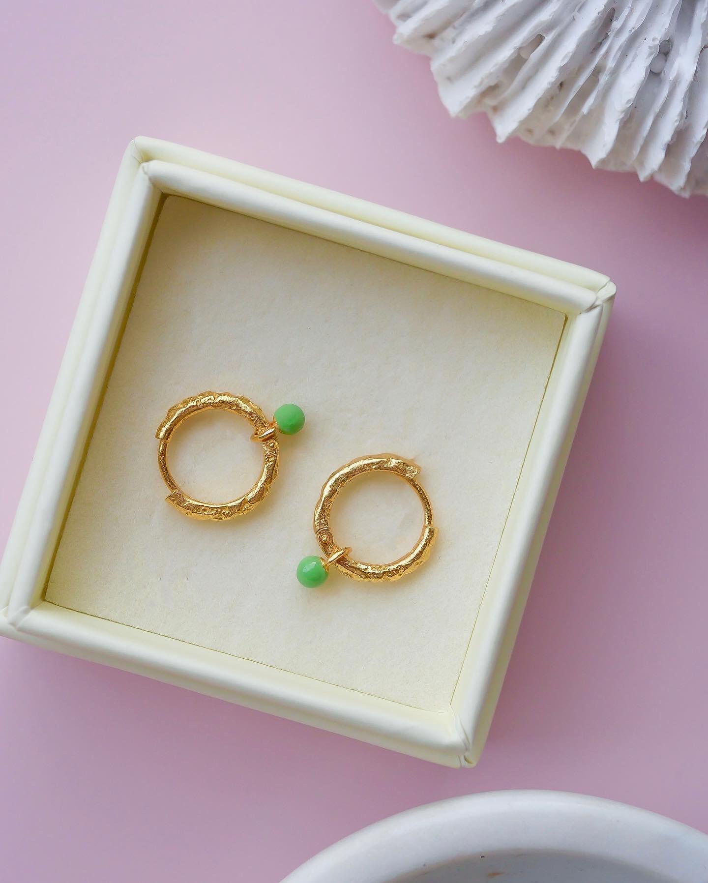 Belle hoops - forgyldt/Dusty Green